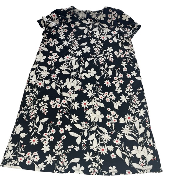 J Jill Wearever Collection Floral Shift Dress‎ Black White Short Sleeve Size M - Picture 9 of 14